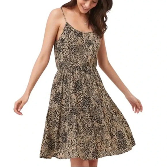 Vero Moda Animal Print Glory Singlet Tiered Dress in Travertine Size S - Picture 13 of 14